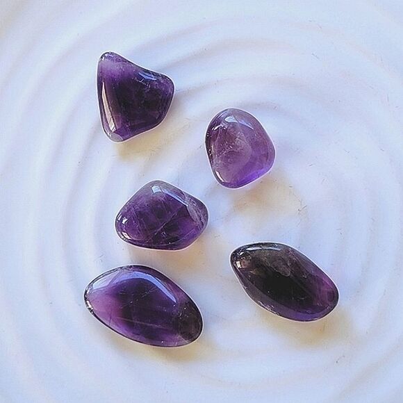 Lot of 5 | Tumbled amethyst stones - Picture 3 of 4